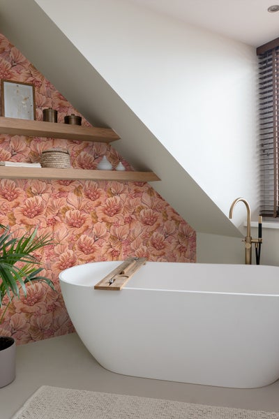ESTAhome Tapete Blumenmuster Terrakottarosa - 50 x 900 cm - 131294
