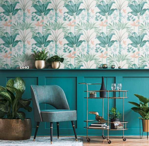 Fototapete mit Pflanzenmotiven im Interieur