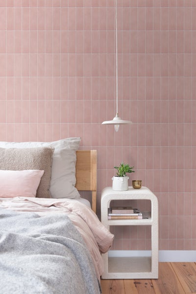 ESTAhome Tapete Fliesenmuster Hellrosa - 50 x 900 cm - 131539
