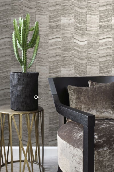 Origin Wallcoverings Tapete Zick-Zack-Mamorstreifen Hellgrau - 53 cm x 10.05 m - 337246