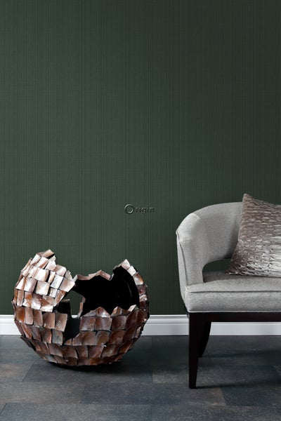 Origin Wallcoverings Tapete Gewebeoptik Dunkelgrün - 53 cm x 10.05 m - 347626
