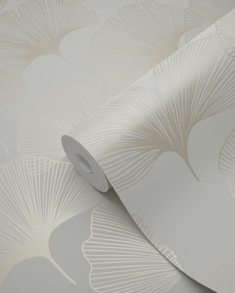 Origin Wallcoverings Tapete Ginkgoblätter Beige und Gold - 53 cm x 10.05 m - 347730