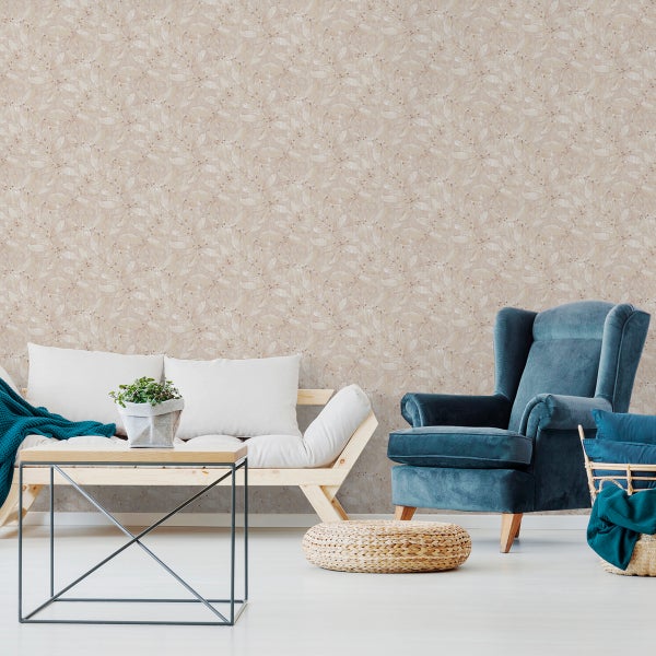Sanders und Sanders Tapete gezeichnete Blätter Beige - 53 cm x 10,05 m - 640748
