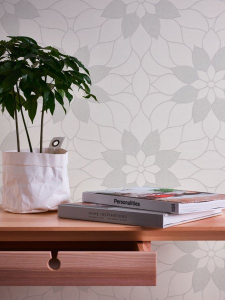 A.S. Création Tapete Blumen Weiß und Grau - 53 cm x 10.05 m - AS-361707
