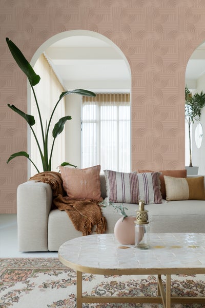 ESTAhome Tapete 3D-Muster Terrakottarosa - 50 x 900 cm - 139647