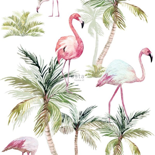 ESTAhome XXL-Vliestapete Flamingos Rosa - 50 x 900 cm - 158844
