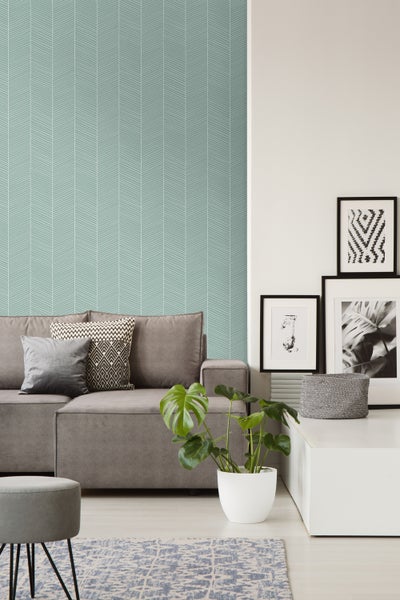 Walls4You Tapete Fischgrätmuster Mintgrün - 53 cm x 10.05 m - 935323