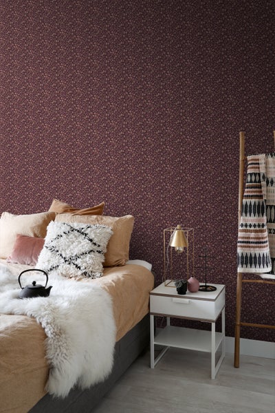 ESTAhome Tapete Blumen Aubergineviolett - 50 x 900 cm - 131636