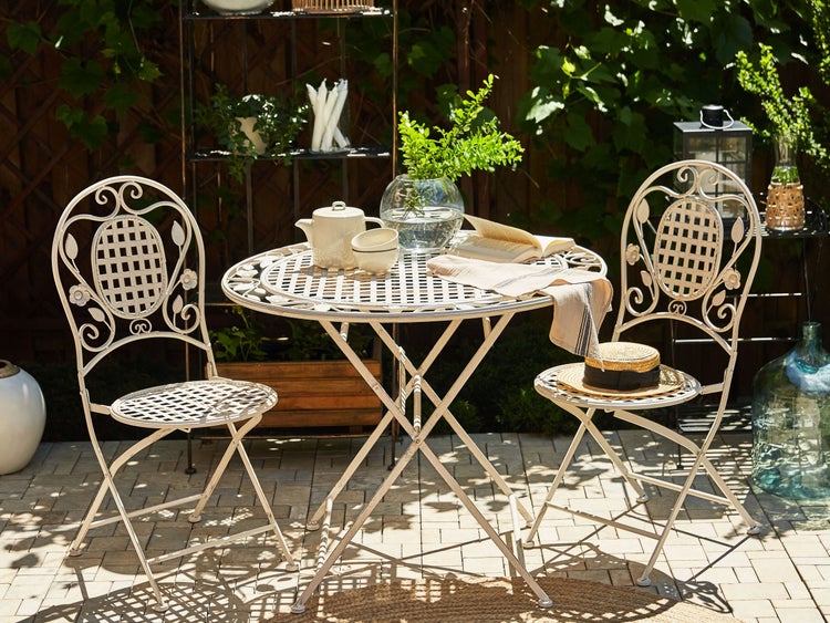 Outdoor Bistrotisch BIVIO 90 cm 90 cm Metall Cremeweiß