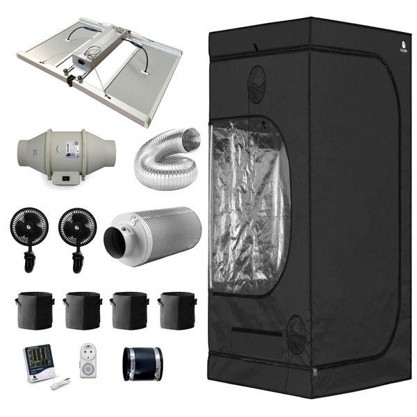 Growbox Komplett Set Deluxe XL - für 4 Pflanzen, 120x120x200cm, 480W LED