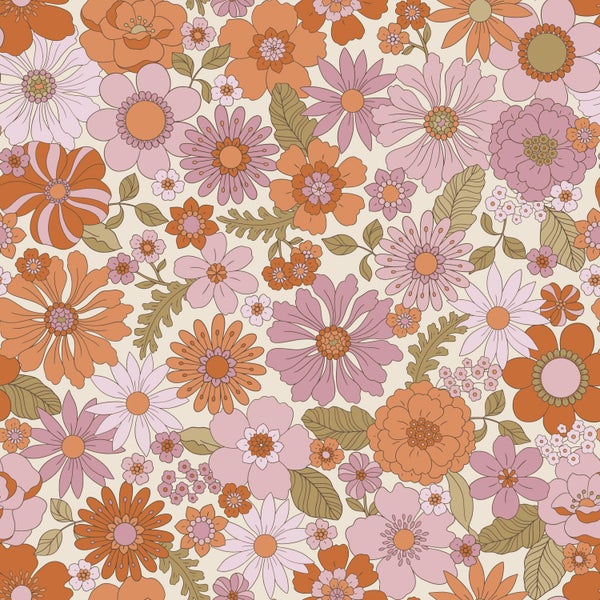 Blumenmuster mit Blüten und Blättern