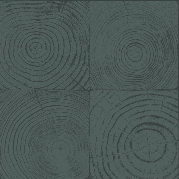 Origin Wallcoverings Tapete Querschnitte von Baumstämmen Smaragdgrün - 53 cm x 10.05 m - 347549