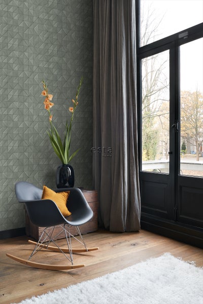 ESTAhome Tapete 3D-Muster Graugrün - 50 x 900 cm - 139328