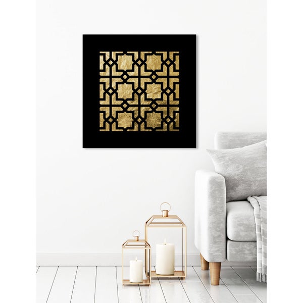 Blattgoldbild | Abstrakt | Kunst | Gemälde | Wandbild mit Blattgold Applikationen| Handarbeit | Deko | P1779775_GOLD, Format: 50x50cm