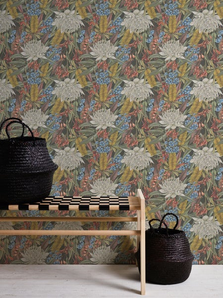 Detailansicht einer Tapete mit Blumenmuster