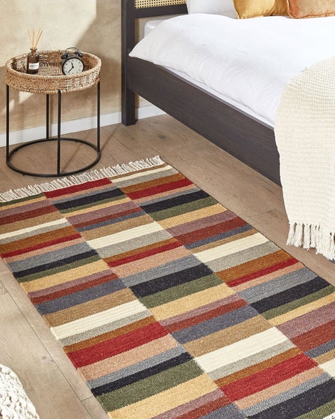 Teppich MUSALER Bunt 80 x 150 cm Wolle Kelim