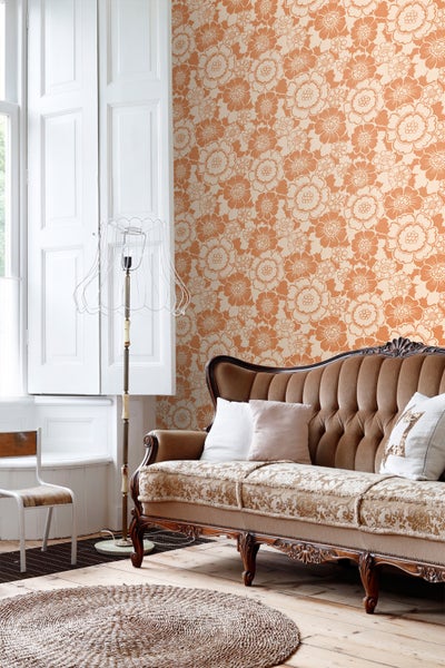 ESTAhome Tapete Retro Blumen Orange - 50 x 900 cm - 131524