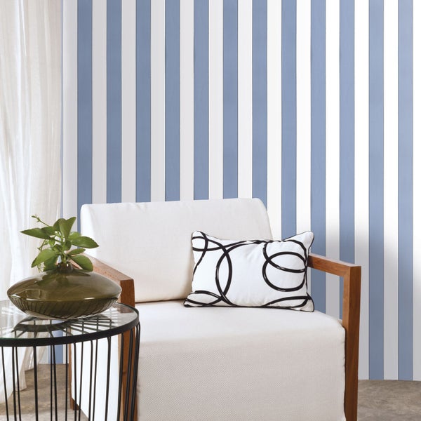 Sanders und Sanders Tapete Streifen Blau und Weiß - 53 cm x 10.05 m - 640718