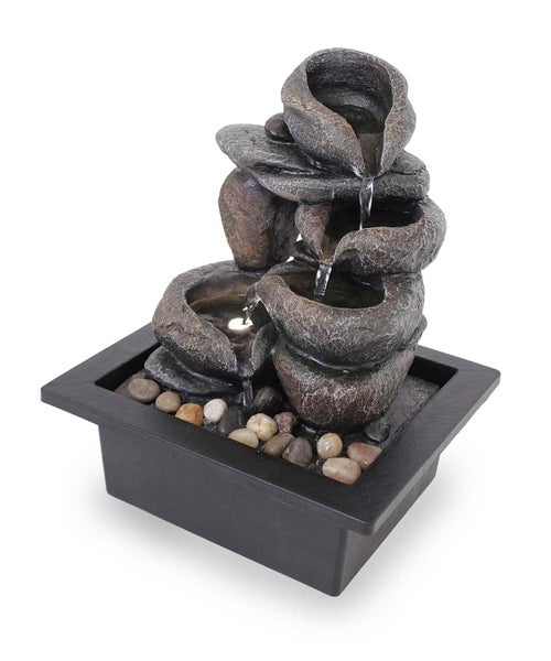 Zimmerbrunnen Tischbrunnen FoScoglio antik braun Led 26 cm 10972