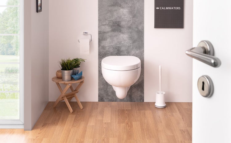 Calmwaters® WC Sitz Modern Soft mit Absenkautomatik, antibakterieller WC Deckel überlappend, abnehmbar, Duroplast Toilettensitz oval, universale O-Form, Top-Fix, Edelstahlscharnier, Weiß