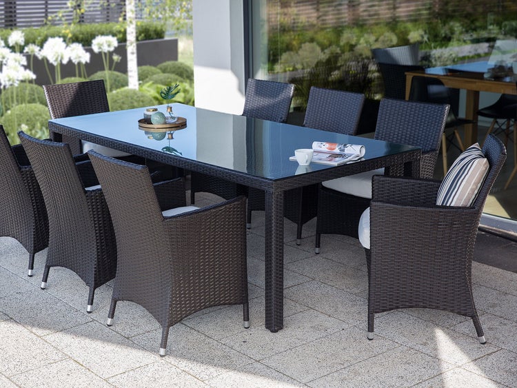 Gartentisch ITALY 220 cm 100 cm Glas Dunkelbraun