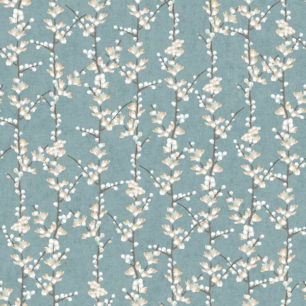 Sanders und Sanders Tapete Blüte Graublau und Weiß - 53 cm x 10 m - 640179
