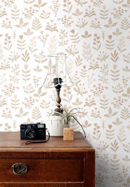 ESTAhome Tapete Feldblumen Beige - 50 x 900 cm - 131092