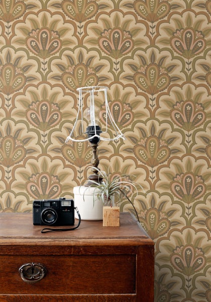 ESTAhome Tapete orientalisches Barockmotiv Braun - 50 x 900 cm - 131036