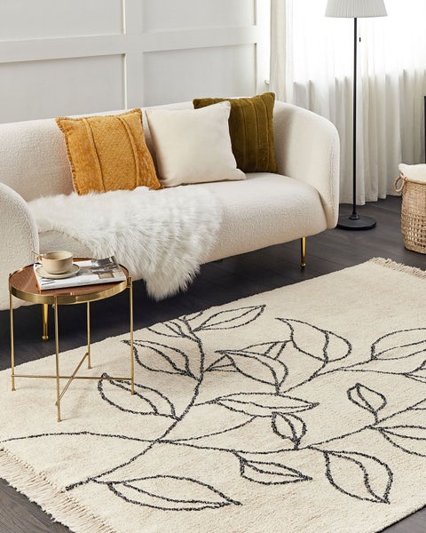 Teppich SAZLI Beige 160 x 230 cm Baumwolle