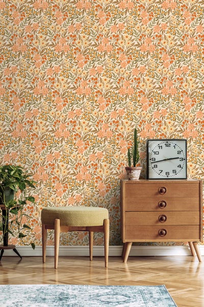 ESTAhome Tapete Blumen Terrakotta - 50 x 900 cm - 131449