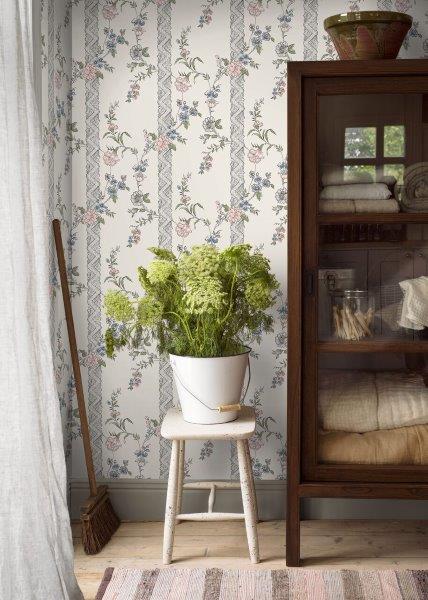 Borastapeter Tapete Blumen Beige und Mehrfarbig - 53 cm x 10.05 m - 660045