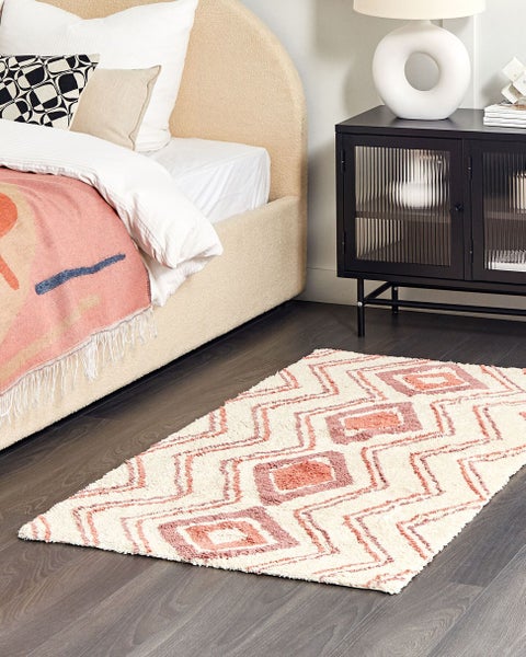 Teppich KASTAMONU Beige 80 x 150 cm Baumwolle
