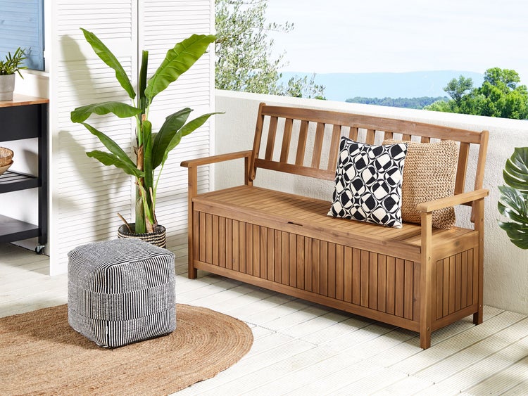 Gartenbank SOVANA 160 cm mit Stauraum Akazienholz Braun
