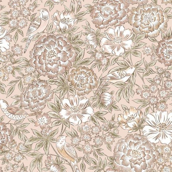 Borastapeter Tapete Blumen und Vögel Rosa - 53 cm x 10.05 m - 660861