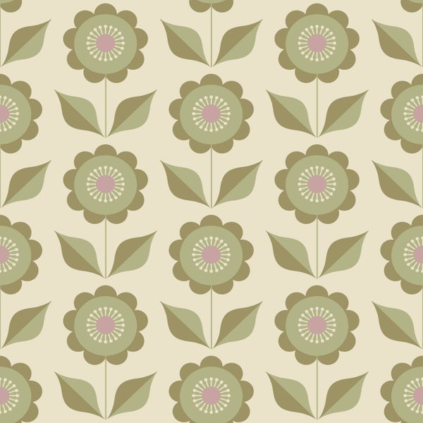 ESTAhome Tapete Blumen Graugrün - 50 x 900 cm - 130979