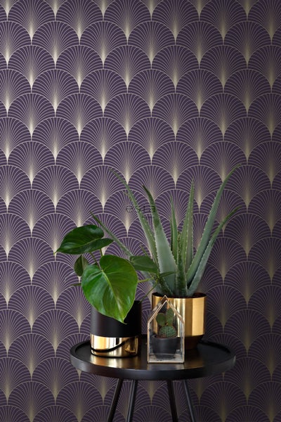 Tapete mit Fächer-Design im Art-déco-Stil als Wanddekoration