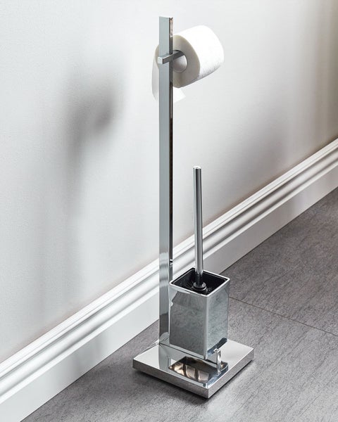 Halter für Toilettenpapier und Bürste ULAPES Metall Silber