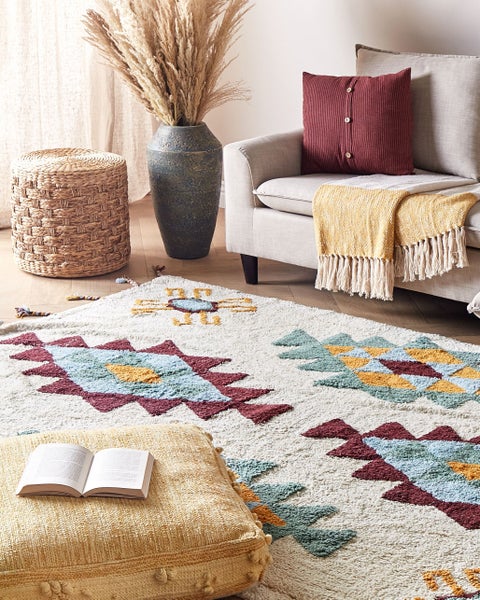 Teppich DUZCE Beige 160 x 230 cm Baumwolle