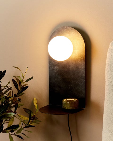 Wandlampe MAPI mit Ablage Metall Graphitgrau