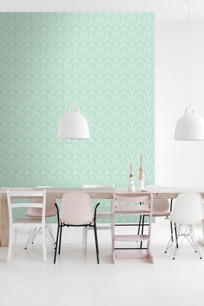 ESTAhome Tapete Koralle Mintgrün und Weiß - 50 x 900 cm - 131012