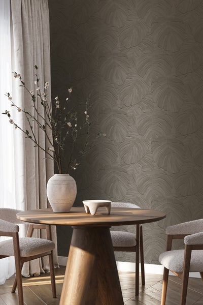Origin Wallcoverings Tapete tropische Blätter Beigebraun - 53 cm x 10.05 m - 348026
