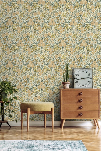 ESTAhome Tapete Blumen Graugrün - 50 x 900 cm - 131448
