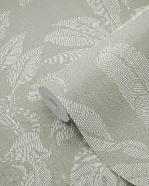 ESTAhome Tapete Affen und Dschungelblätter Grün - 50 x 900 cm - 139863