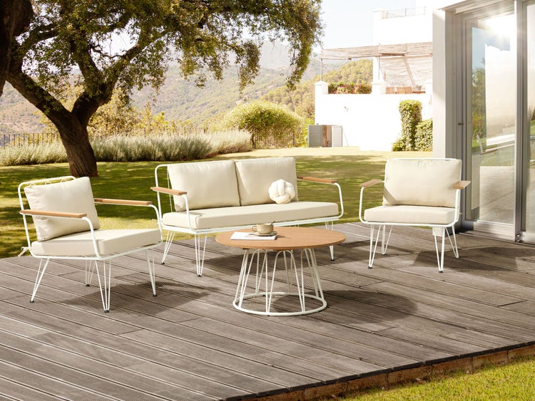 Lounge Set mit Tisch 4-Sitzer MONTESILVANO Metall Hellbeige