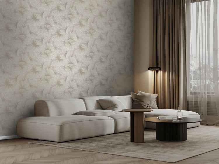 Origin Wallcoverings Tapete 3D Muster Blätter Taupe - 53 cm x 10.05 m - 348007