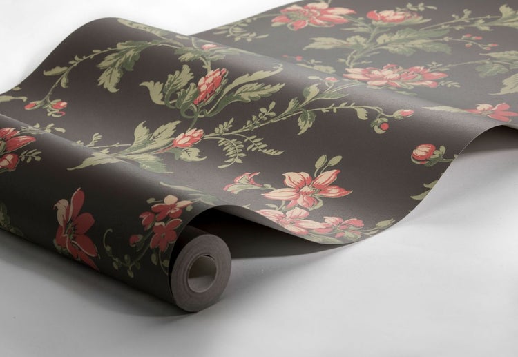 Borastapeter Tapete Blumenmuster Braun und Grün - 53 cm x 10.05 m - 660055