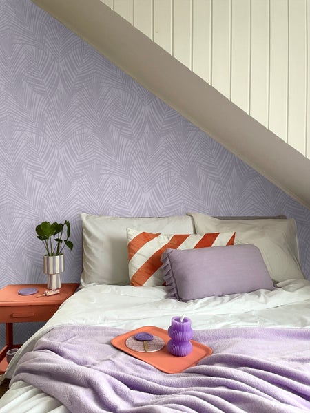 ESTAhome Tapete Palmblätter Violett - 53 cm x 10.05 m - 139573