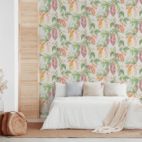 Sanders und Sanders Tapete Blätter Grün, Grau und Terrakotta - 53 cm x 10 m - 640219