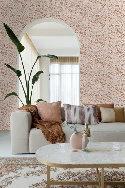 ESTAhome Tapete Feldblumen Beige - 53 cm x 10.05 m - 139596