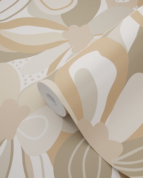 ESTAhome Tapete Blumenmuster Beige - 50 x 900 cm - 139628
